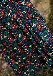 Edda Nordic Reindeer Print Cotton Midi Dress