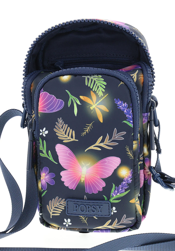 Illuminated Moth Print Phone Pocket Bag
