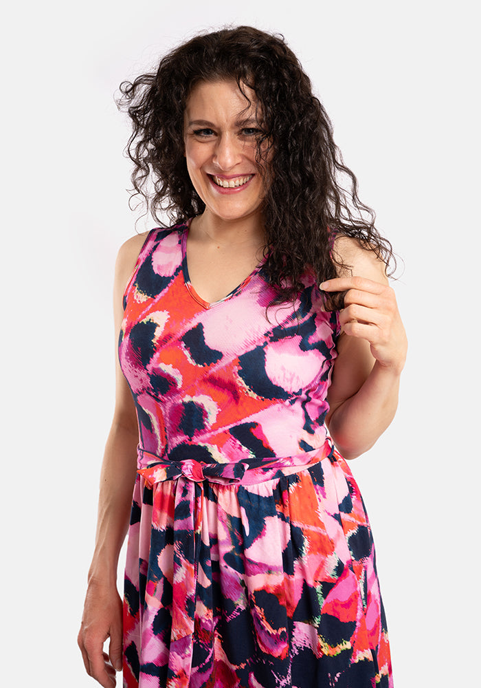 Fourth angle of Iman Abstract Butterfly Wing Print Cotton Maxi Dress