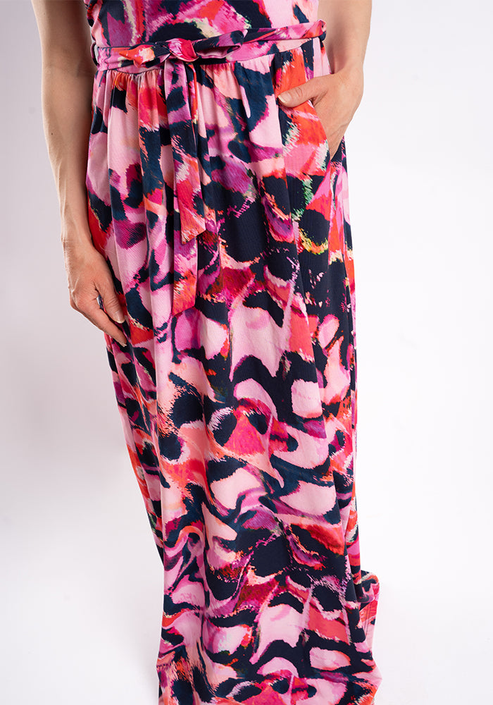Sixth angle of Iman Abstract Butterfly Wing Print Cotton Maxi Dress