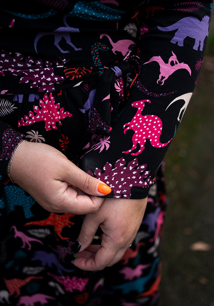 Ingo Multicoloured Dinosaur Print Cotton Midi Dress