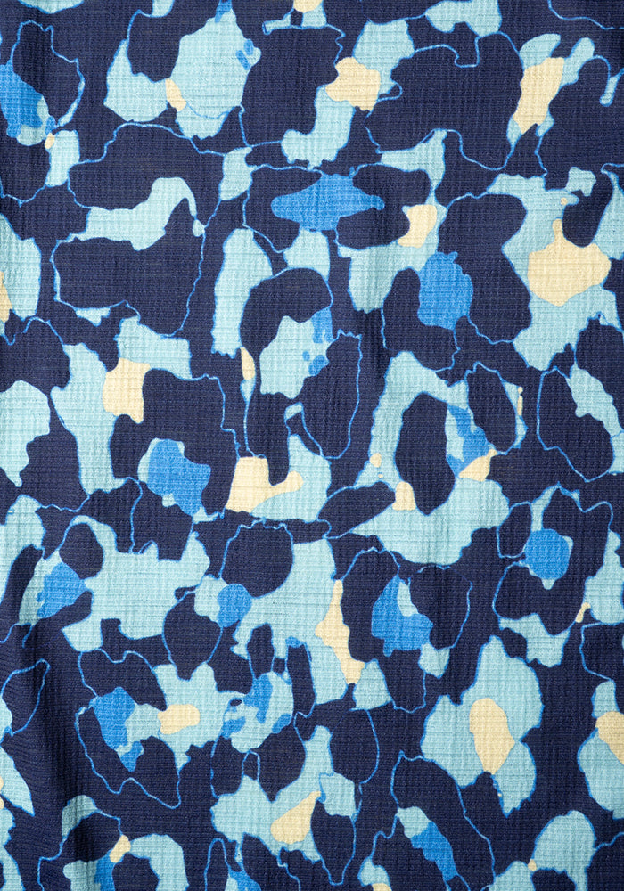 Second angle of Iona Blue Abstract Animal Print Culotte Leg Jumpsuit