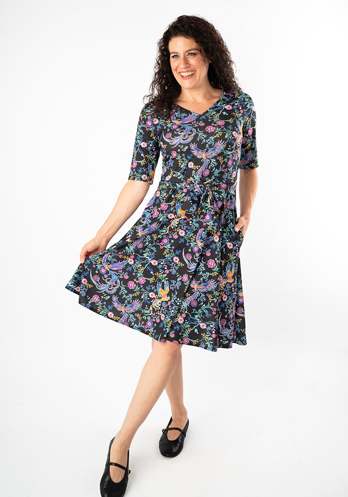 Third angle of Irie Mystical Floral Phoenix Print Dress