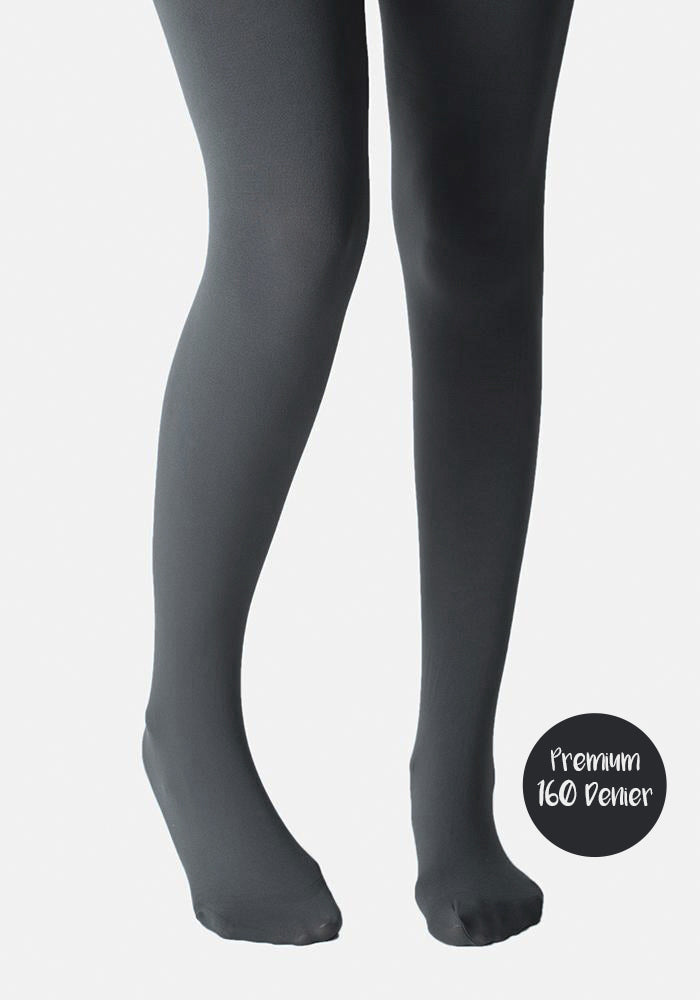 Front view of 160 Denier Opaque Premium Tights (Iron Grey)