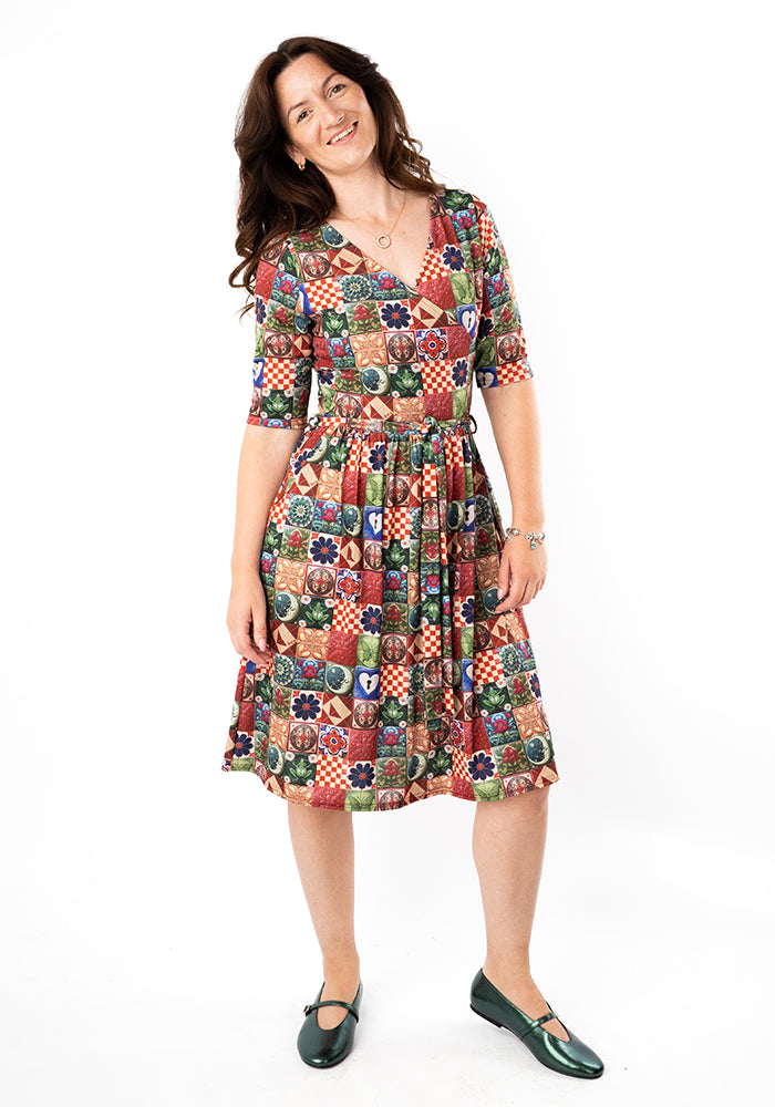 Third angle of Isabelle Ceramic Tile Print Dress
