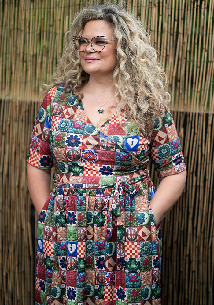 Seventh angle of Isabelle Ceramic Tile Print Dress