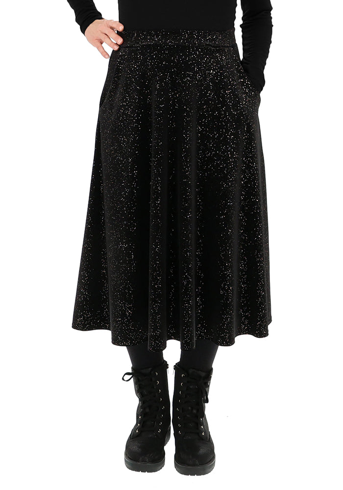 Ivara Black/Gold Swing Skirt
