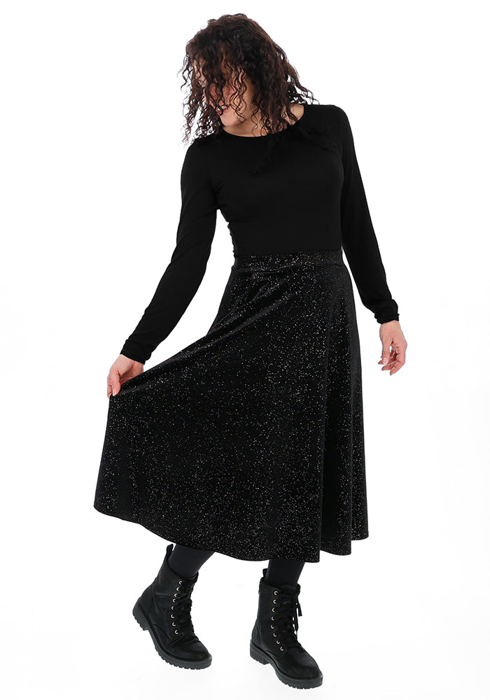 Ivara Black/Gold Swing Skirt