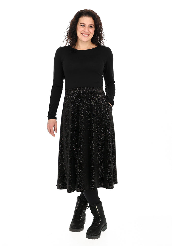 Ivara Black/Gold Swing Skirt