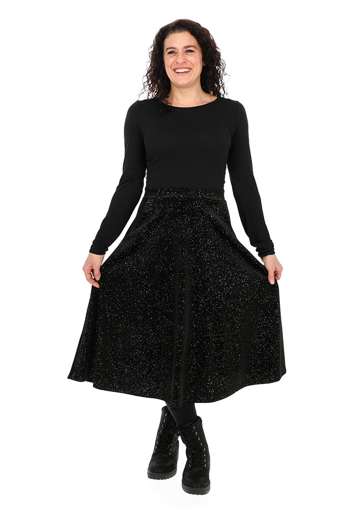 Ivara Black/Gold Swing Skirt