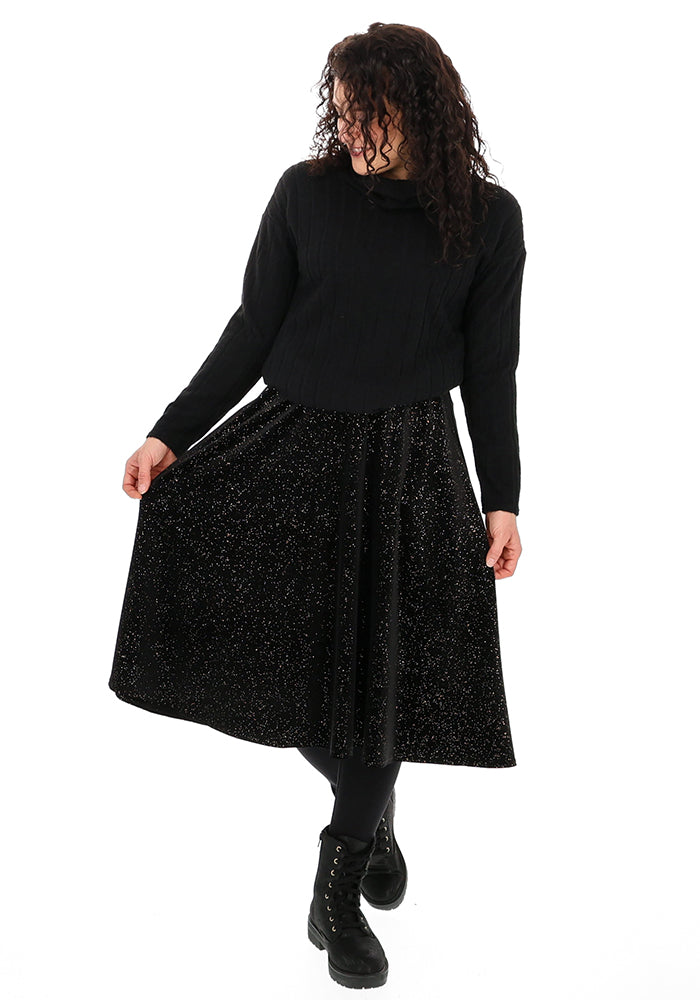 Ivara Black/Gold Swing Skirt
