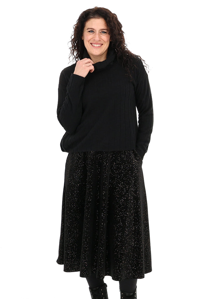 Ivara Black/Gold Swing Skirt