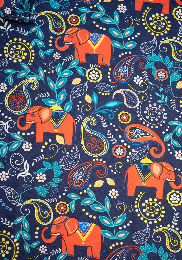 Iza Elephant Navy Paisley Print Dress