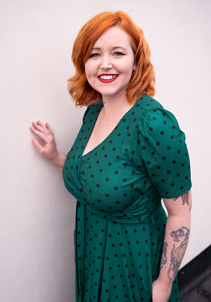 Ninth angle of Jacqueline Polka Dot Print Swing Dress