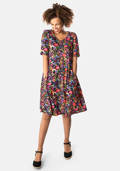 Jada Garden Rainbows Print Trapeze Dress