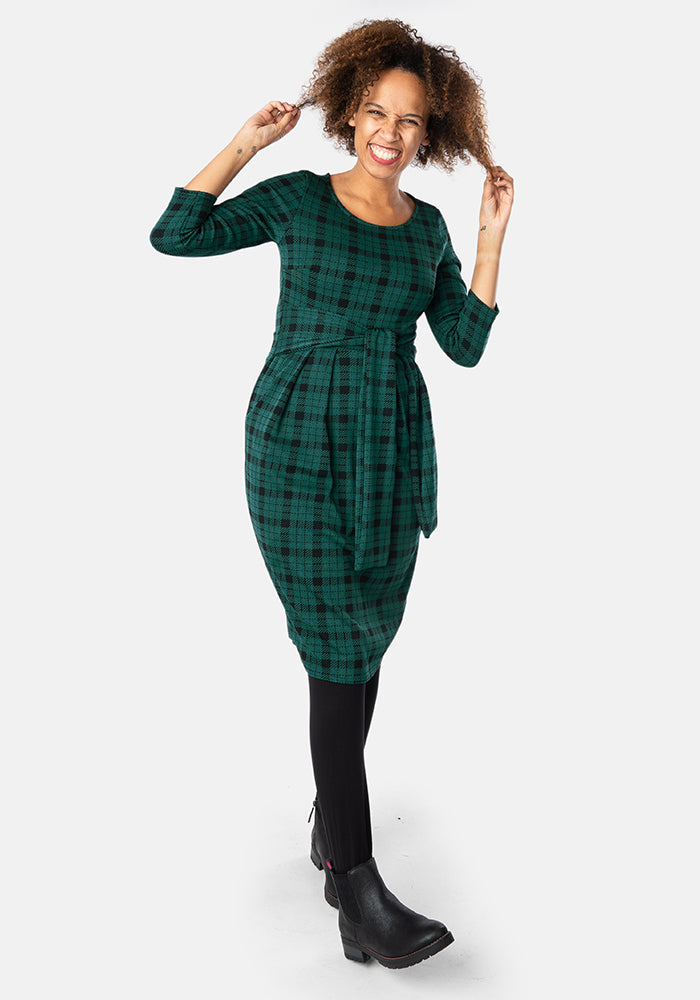 Jagger Green & Black Check Jacquard Dress