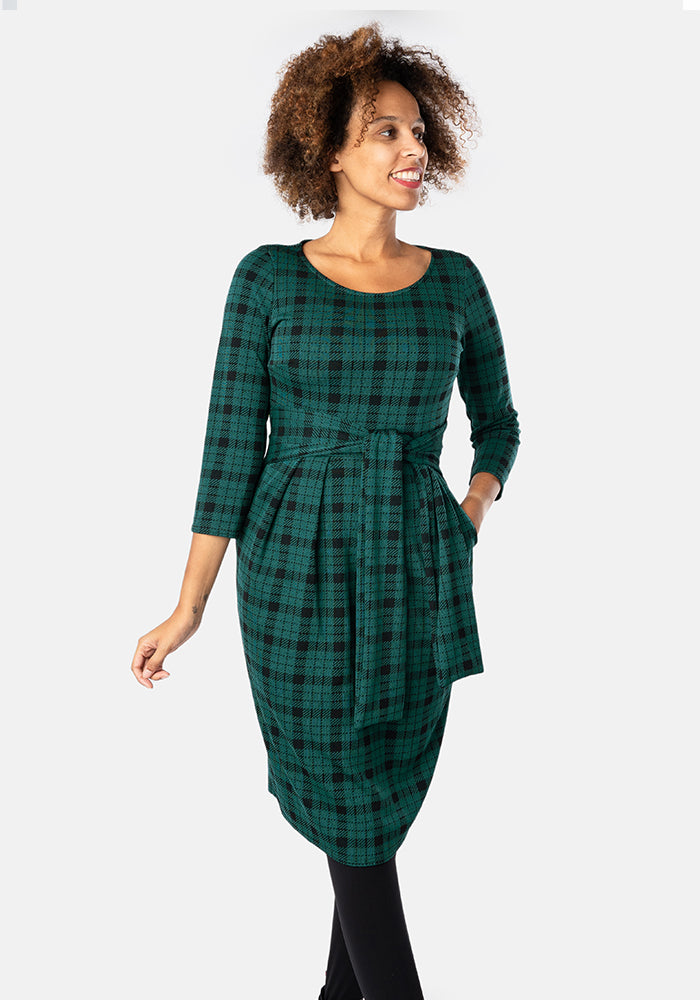 Jagger Green & Black Check Jacquard Dress