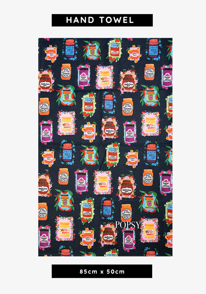 Front view of Jam &amp; Preserves Print Hand Towel