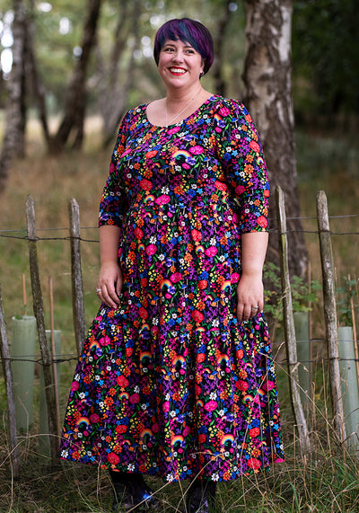 Janella Garden Rainbows Print Midaxi Dress