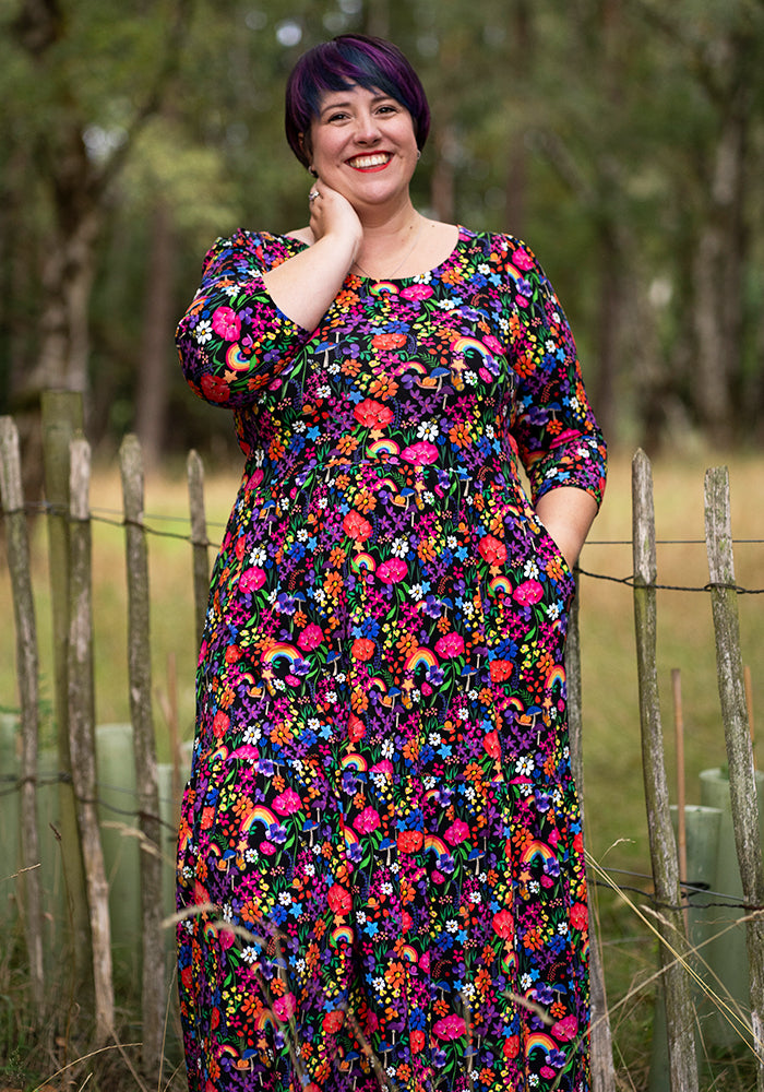 Janella Garden Rainbows Print Midaxi Dress