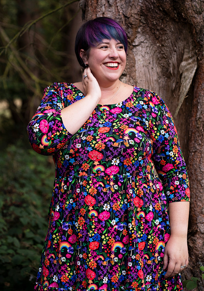 Janella Garden Rainbows Print Midaxi Dress