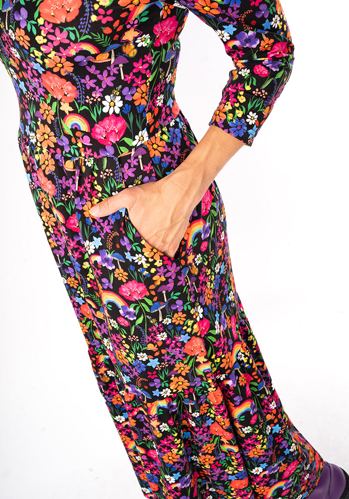 Janella Garden Rainbows Print Midaxi Dress