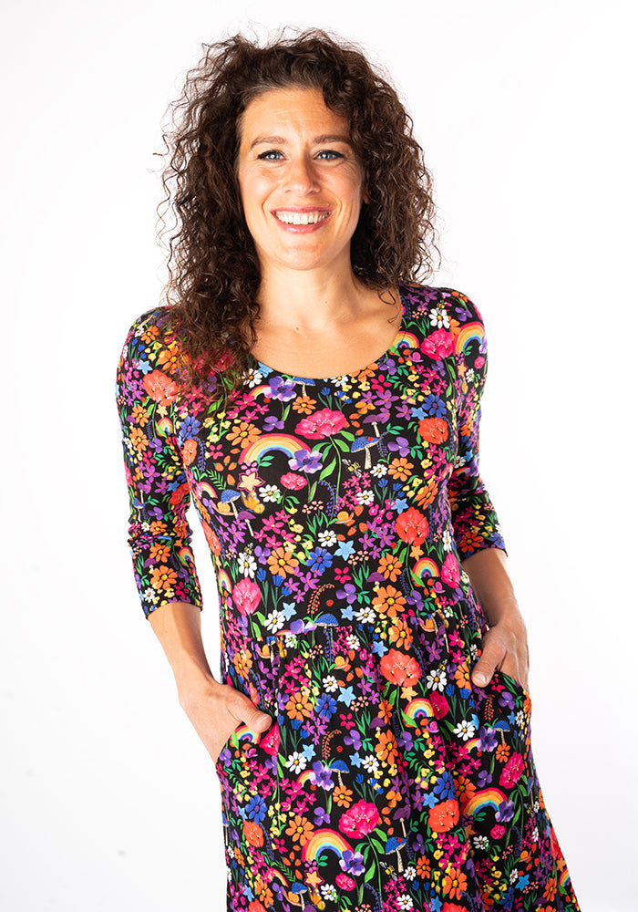 Janella Garden Rainbows Print Midaxi Dress