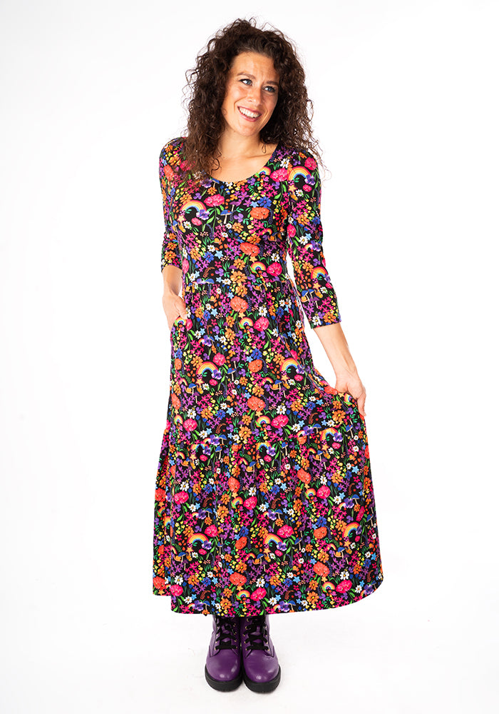 Third angle of Janella Garden Rainbows Print Midaxi Dress