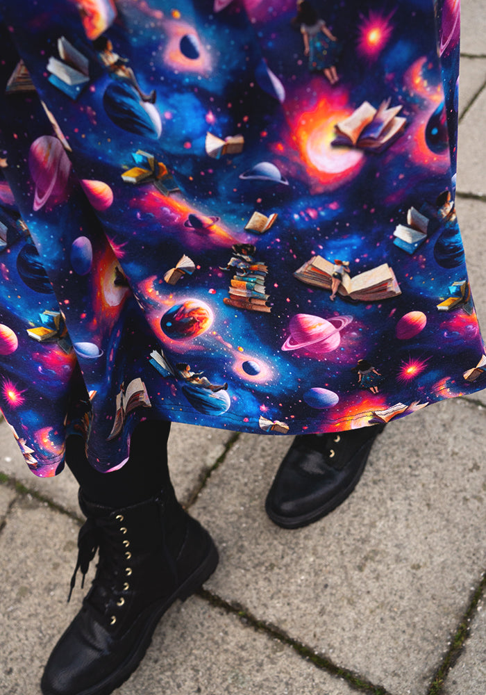 Sixth angle of Janelle Space Books Print Cotton Midi Dress