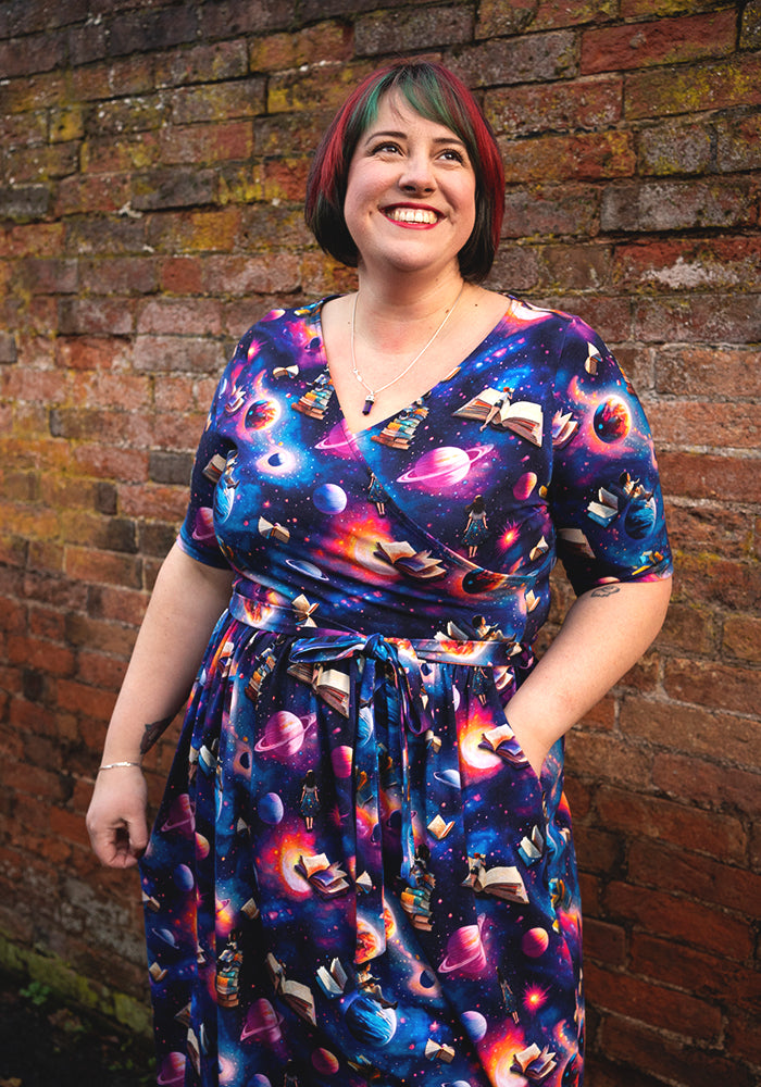 Ninth angle of Janelle Space Books Print Cotton Midi Dress