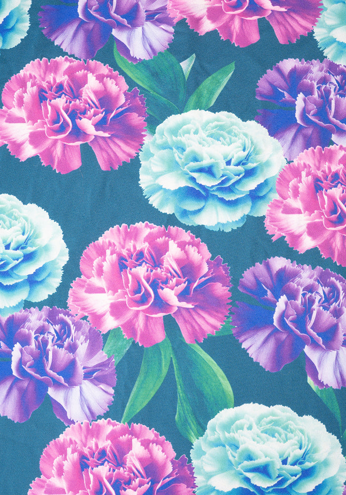 Second angle of January Carnation Birth Flower Print Jersey Dress