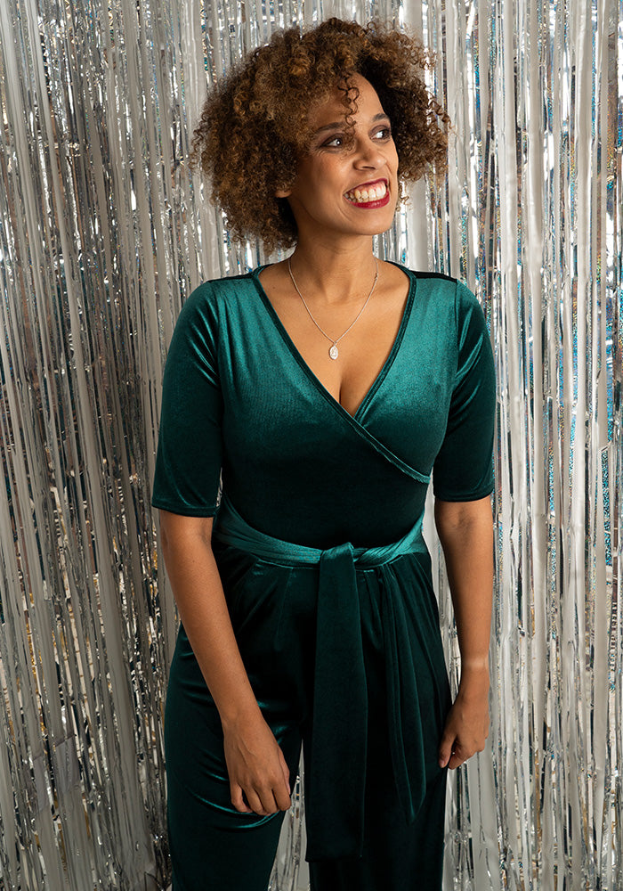 Jaxie Bottle Green Full Length Jumpsuit