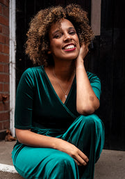 Jaxie Bottle Green Full Length Jumpsuit