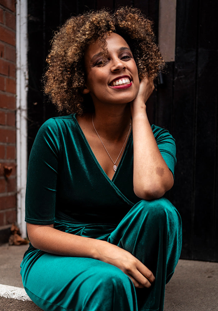 Jaxie Bottle Green Full Length Jumpsuit