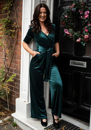 Jaxie Bottle Green Full Length Jumpsuit