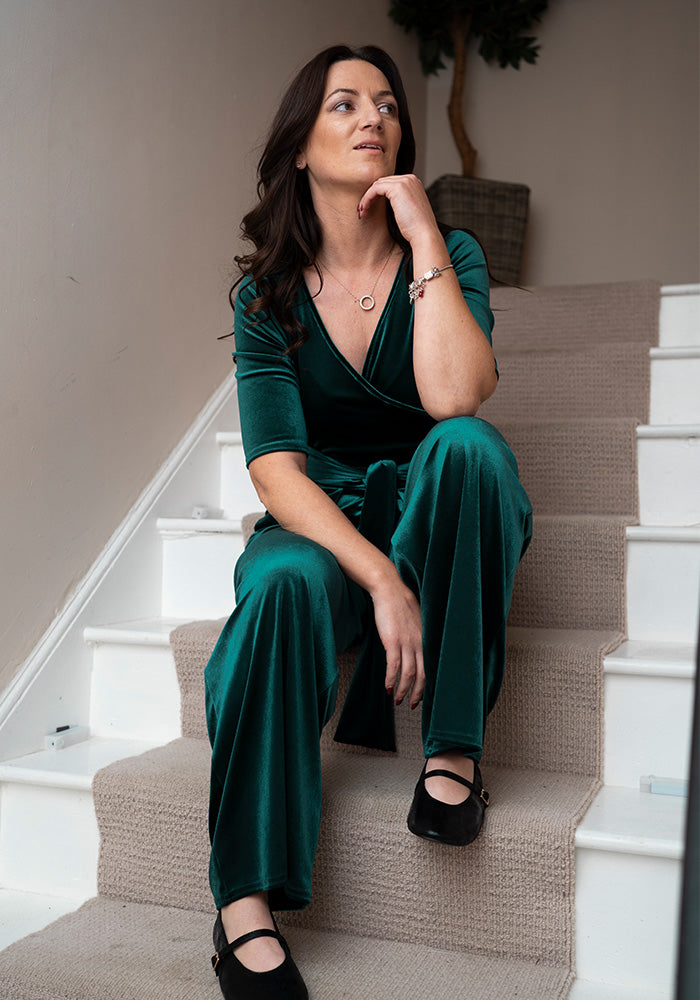 Jaxie Bottle Green Full Length Jumpsuit