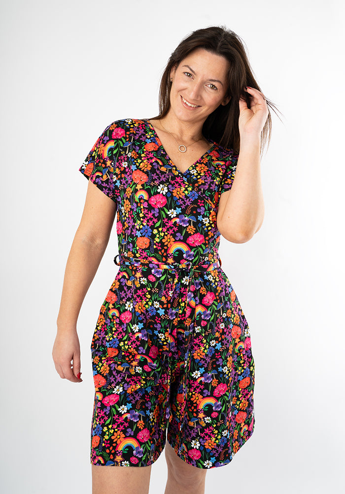 Jaya Garden Rainbow Print Cotton Playsuit