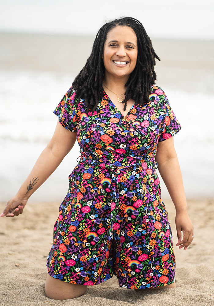 Jaya Garden Rainbow Print Cotton Playsuit