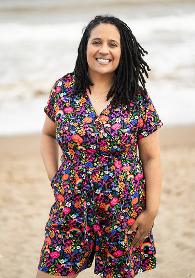 Jaya Garden Rainbow Print Cotton Playsuit