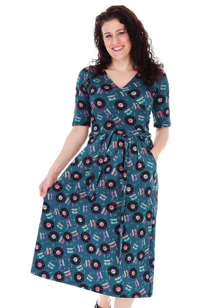 Third angle of Jayleen Mixed Tape Mix Print Cotton Midi Dress