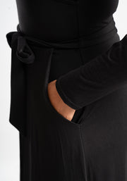 Jaylin Black Viscose Midi Dress