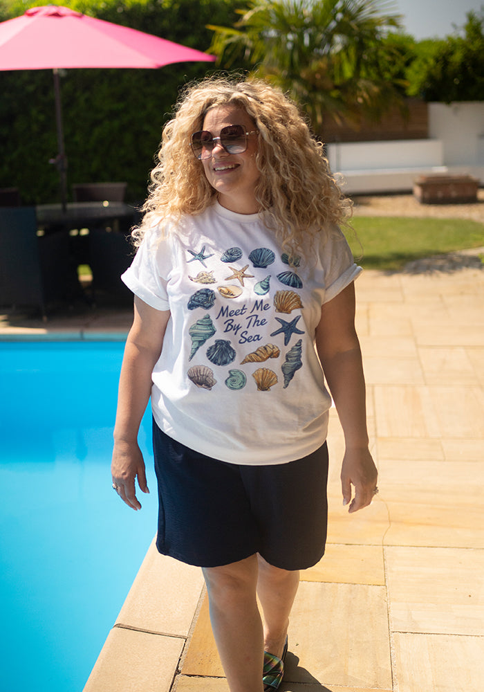Fourth angle of Jean Navy Wide Leg Pull On Shorts, a classic navy pair of shorts from Popsy Clothing.