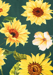Jemima Green Sunflower Print Cotton Midi Dress