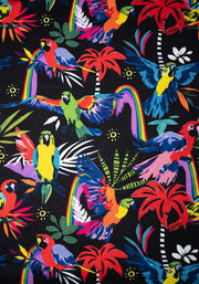 Jena Rainbow Parrots Print Tiered Hem Midi Dress