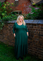 Jensen Bottle Green Rib Midaxi Dress
