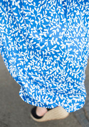 Jessamine Blue Sprig Print Tiered Hem Midaxi Dress