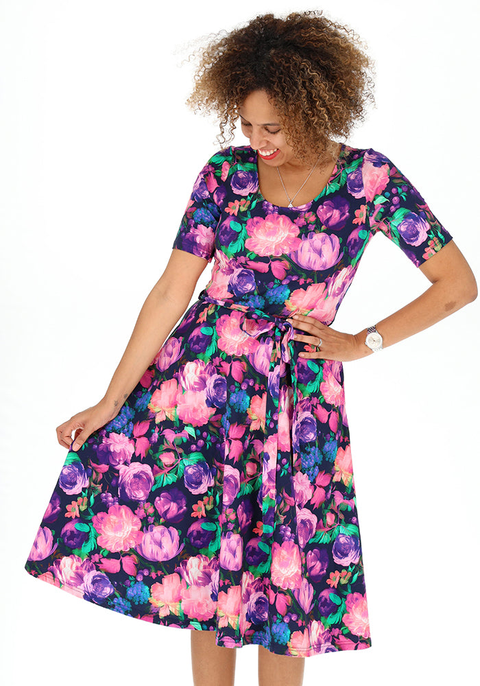 Ninth angle of Jessamy Blurred Floral Print Cotton Swing Dress