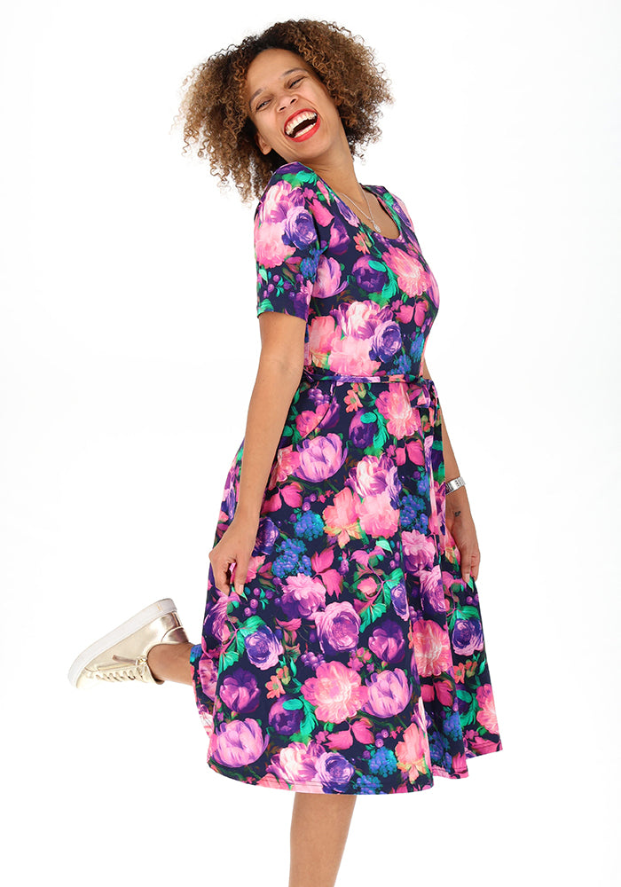 Fourth angle of Jessamy Blurred Floral Print Cotton Swing Dress