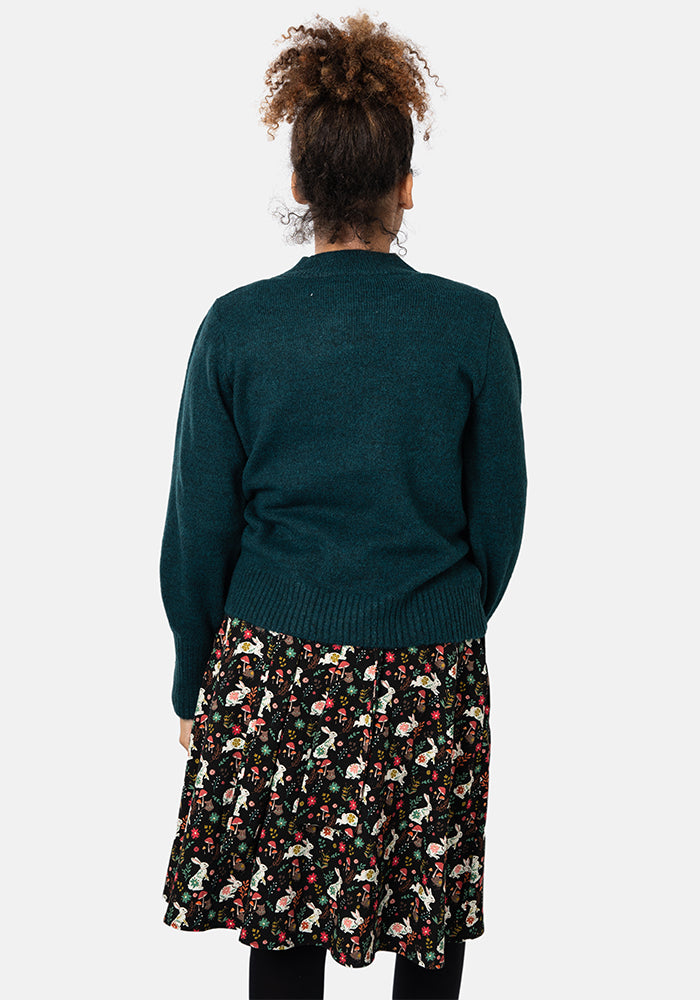 Jewel Green Balloon Sleeve Jumper