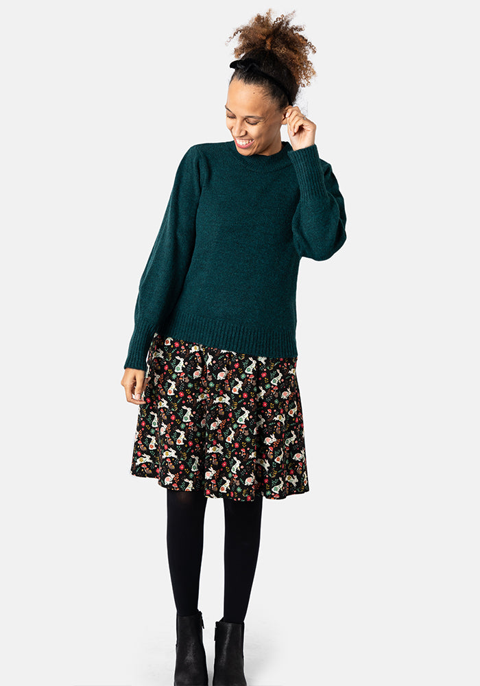 Jewel Green Balloon Sleeve Jumper
